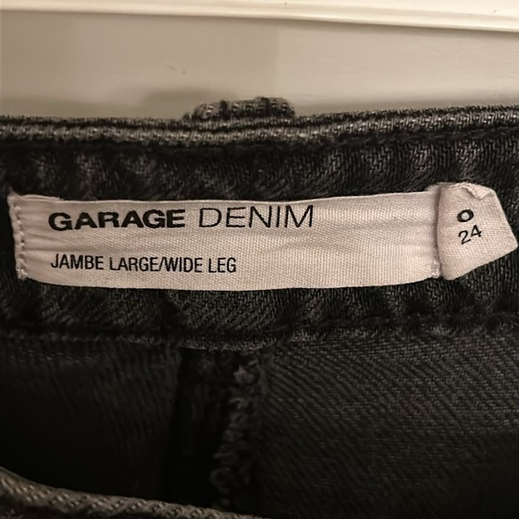 Garage denim wide leg grey jeans with ripped knee, size 0/24 - Picture 3 of 6